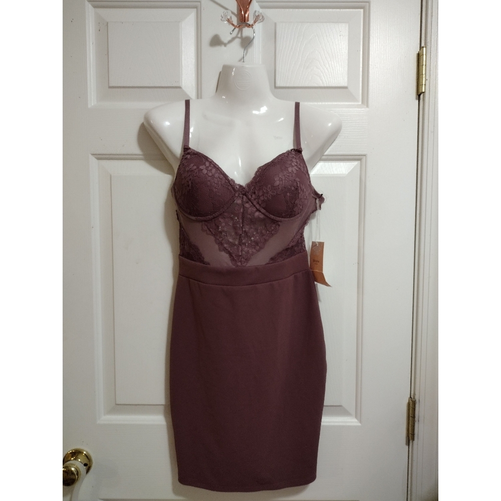 Blashe Deep Purple/Brown Lace Bodycon Dress Women's Size Small 🆕
